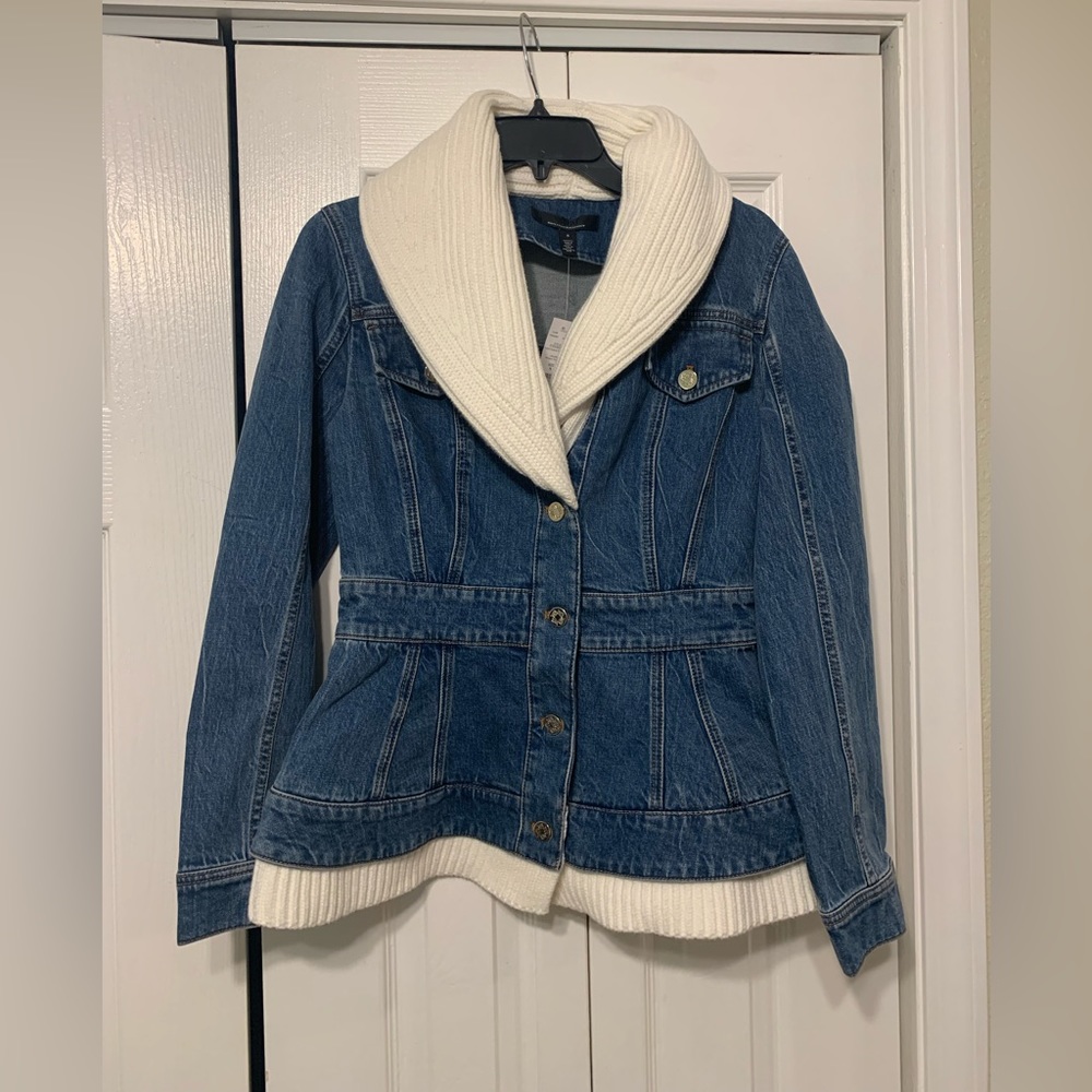 WHBM hybrid sweater peplum jacket